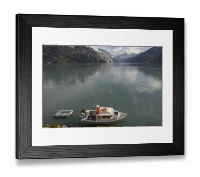 Framed Print : USA, Alaska, Glacier Bay National Park, C-Dory boat near entrance to Johns Hopkins Inlet Framed Print : USA, Alaska, Glacier Bay National Park, C-Dory boat near entrance to Johns Hopkins Inlet