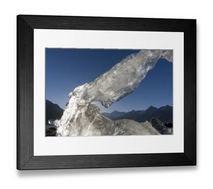 Framed Print : USA, Alaska, Glacier Bay National Park, Melting iceberg from Lamplugh Glacier at sunset