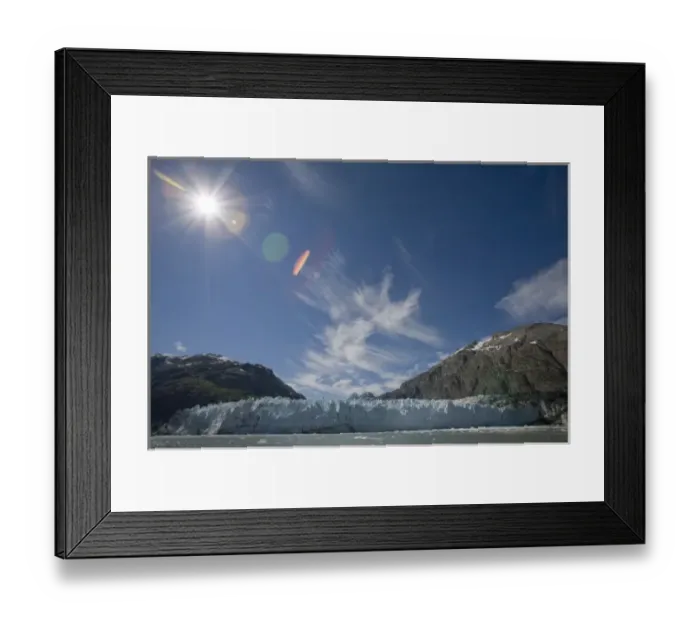 Framed Print : USA, Alaska, Glacier Bay National Park, Summer sun shines down on Margerie Glacier Framed Print : USA, Alaska, Glacier Bay National Park, Summer sun shines down on Margerie Glacier