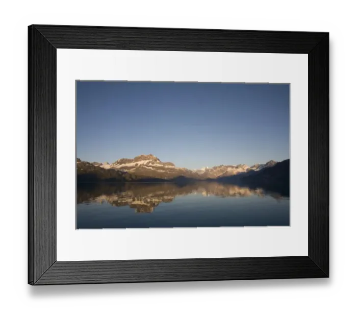 Framed Print : USA, Alaska, Glacier Bay National Park, Sunrise on mountains reflected in still water