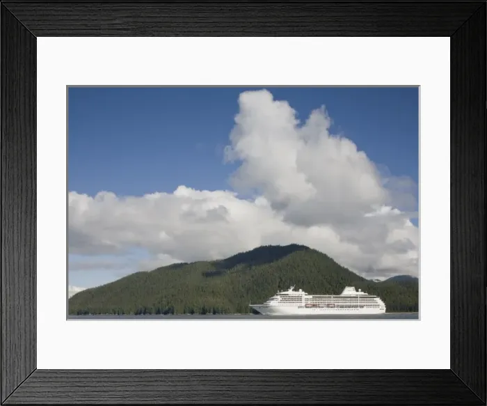 Framed Print : USA, Alaska, Holkham Bay, Cruise ship MV Seven Seas Mariner sailing from entrance Framed Print : USA, Alaska, Holkham Bay, Cruise ship MV Seven Seas Mariner sailing from entrance