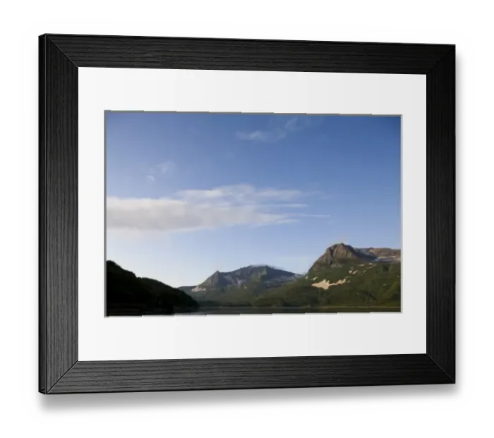 Framed Print : USA, Alaska, Katmai National Park, Geographic Harbor, Setting sun lights mountain Framed Print : USA, Alaska, Katmai National Park, Geographic Harbor, Setting sun lights mountain
