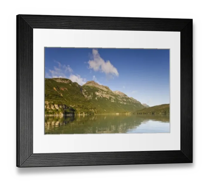 Framed Print : USA, Alaska, Katmai National Park, Geographic Harbor, Setting sun lights mountain Framed Print : USA, Alaska, Katmai National Park, Geographic Harbor, Setting sun lights mountain