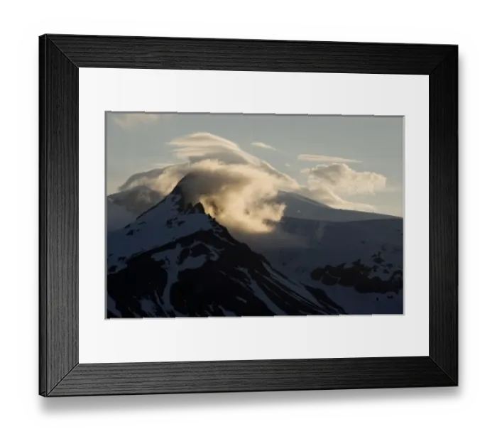 Framed Print : USA, Alaska, Katmai National Park, Windswept clouds above glacier-covered mountains