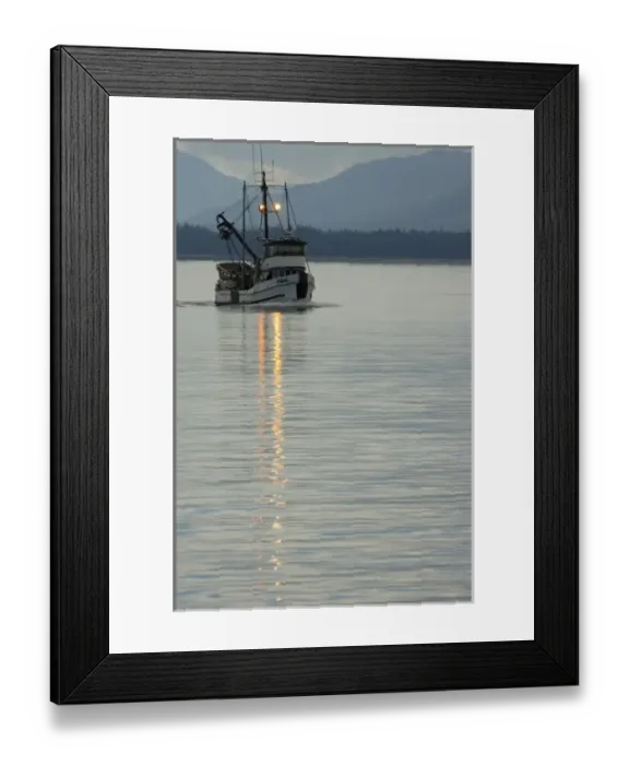 Framed Print : North America, USA, AK, Inside Passage. Commercial fishing boat end of day