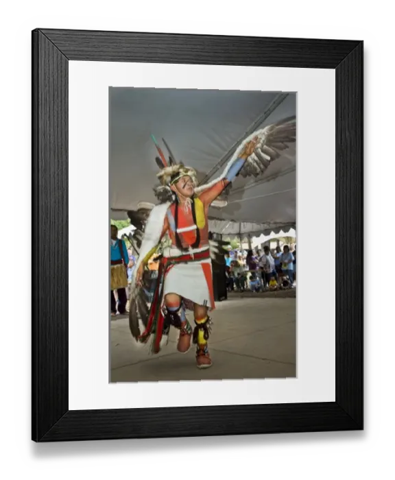 Framed Print : Hopi eagle dancer, Alrye Polequaptwa, dressed in traditional regalia of woven apron Framed Print : Hopi eagle dancer, Alrye Polequaptwa, dressed in traditional regalia of woven apron