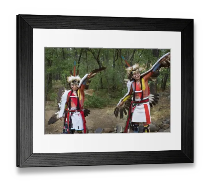 Framed Print : Hopi-Tewa eagle dancers dressed in traditional regalia of woven apron, sash, moccasins