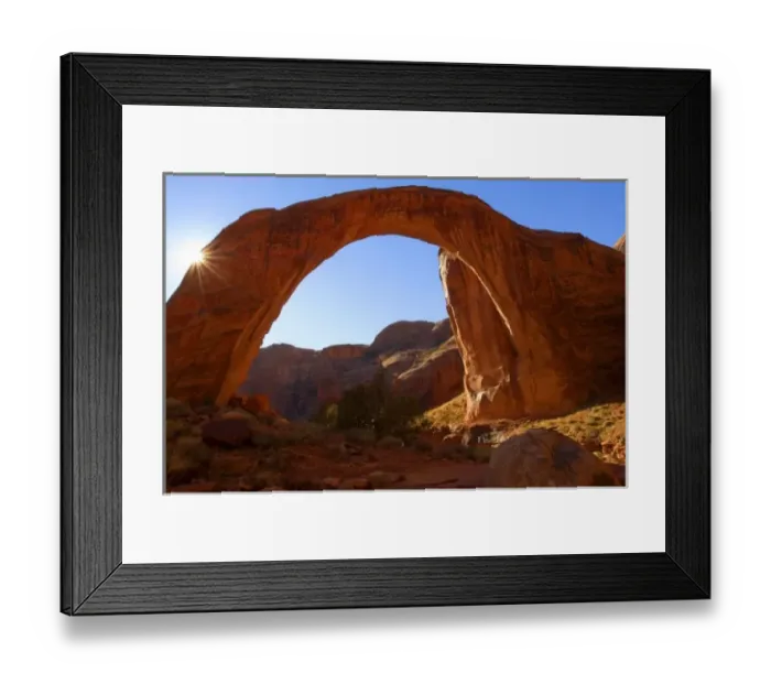 Framed Print : Nobody, North America, USA, Utah, Morning Sun Behind Rainbow Bridge, Largest Natural