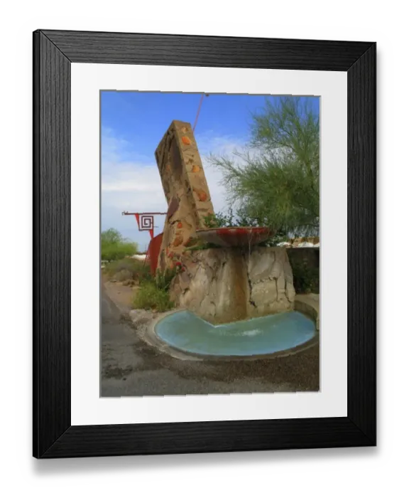 Framed Print : United States, State of Arizona, Scottsdale. Entrance tower and fountain, Frank Lloyd