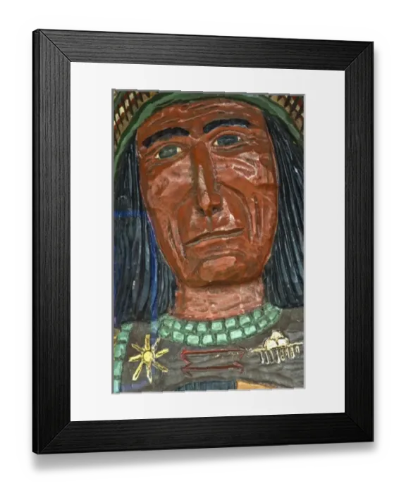 Framed Print : USA, Arizona, Sedona. Close-up of Indian carving