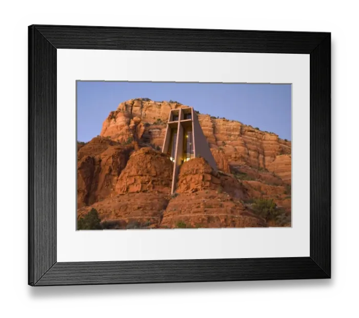 Framed Print : USA, Arizona, Sedona. Chapel of the Holy Cross church at dusk Framed Print : USA, Arizona, Sedona. Chapel of the Holy Cross church at dusk