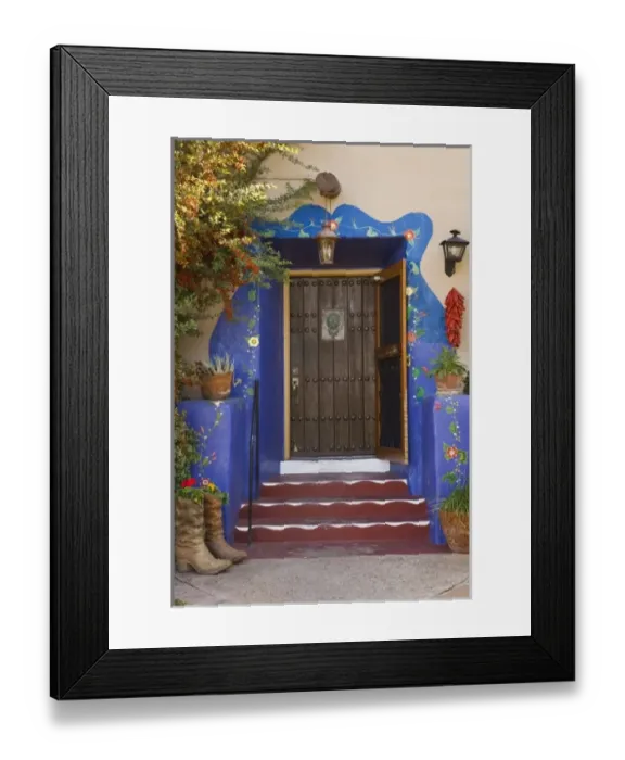 Framed Print : USA, Arizona, Tucson. Doorway and porch of Hacienda Del Sol Guest Ranch Resort