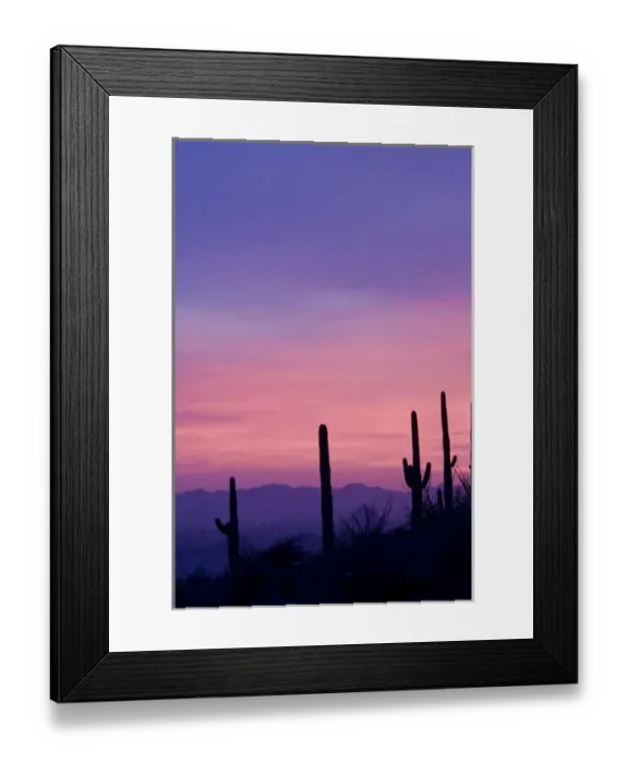 Framed Print : USA, Arizona, Tucson. Purple sunset on Avra Valley as seen from Tortolita Mountains