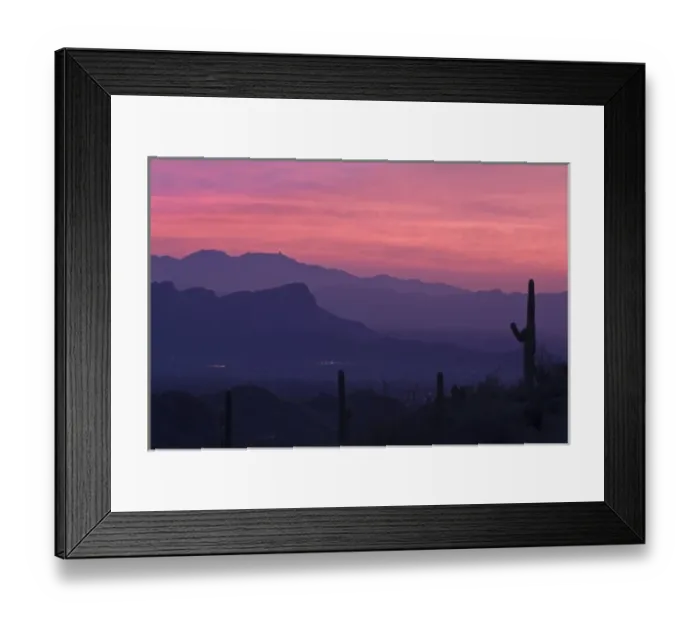 Framed Print : USA, Arizona, Tucson. Purple sunset on Avra Valley as seen from Tortolita Mountains Framed Print : USA, Arizona, Tucson. Purple sunset on Avra Valley as seen from Tortolita Mountains