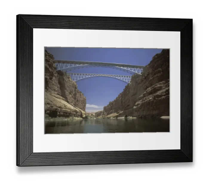 Framed Print : USA, Arizona. Navajo Bridge, alongside its decommissioned predecessor, spans Framed Print : USA, Arizona. Navajo Bridge, alongside its decommissioned predecessor, spans
