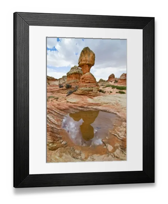Framed Print : USA, Arizona, Vermillion Cliffs National Monument. Water pool in sandstone formations Framed Print : USA, Arizona, Vermillion Cliffs National Monument. Water pool in sandstone formations