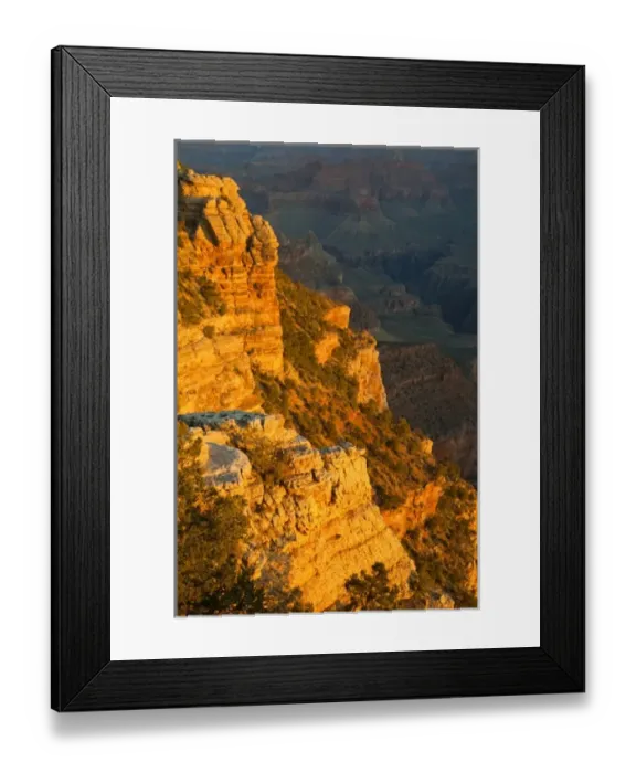 Framed Print : First light of the day hits walls at Mather Point along the South Rim of Grand Canyon