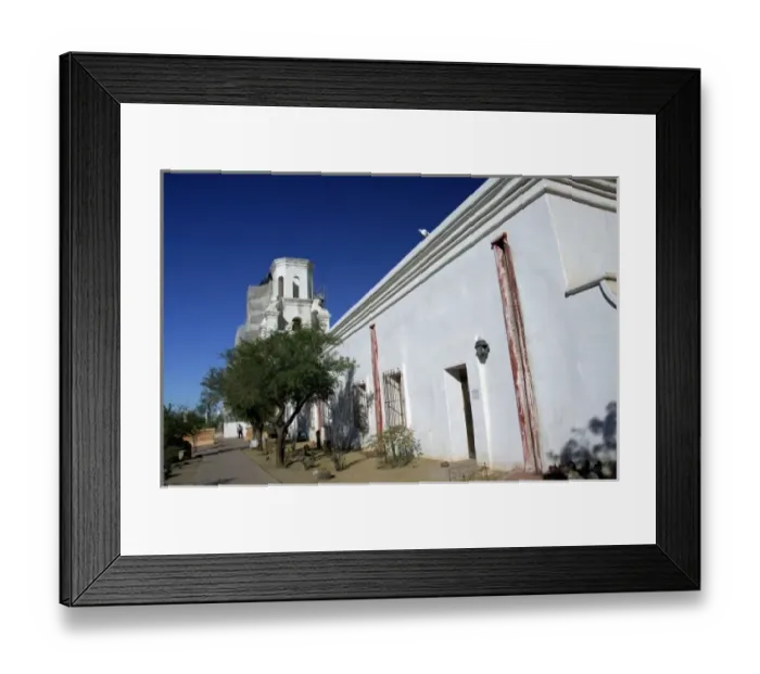 Framed Print : USA, Arizona, Tucson. Mission San Xavier del Bac (aka White Dove of the Desert), mission exterior