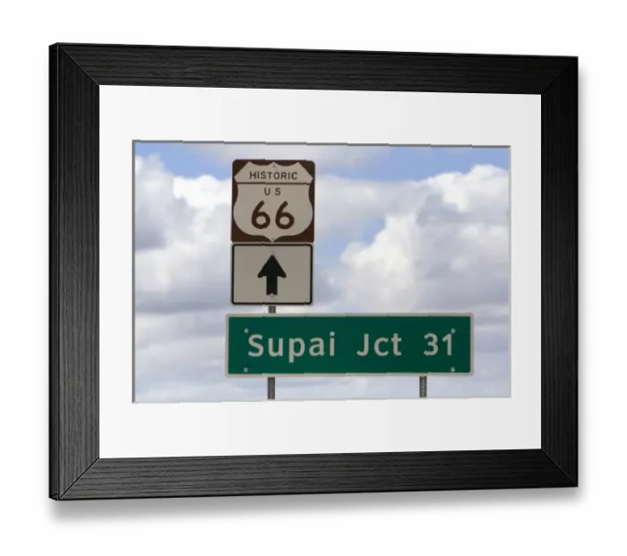 Framed Print : Road sign for Historic U. S. Route 66 near Seligman, Arizona, USA
