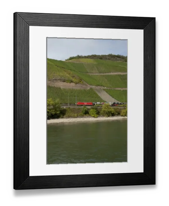 Framed Print : Germany, Rhine River. View along the Rhine River near Boppard (mile marker 570) Framed Print : Germany, Rhine River. View along the Rhine River near Boppard (mile marker 570)