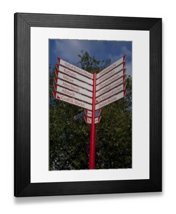 Framed Print : Germany, Cologne (aka Koln). Historic downtown, sign