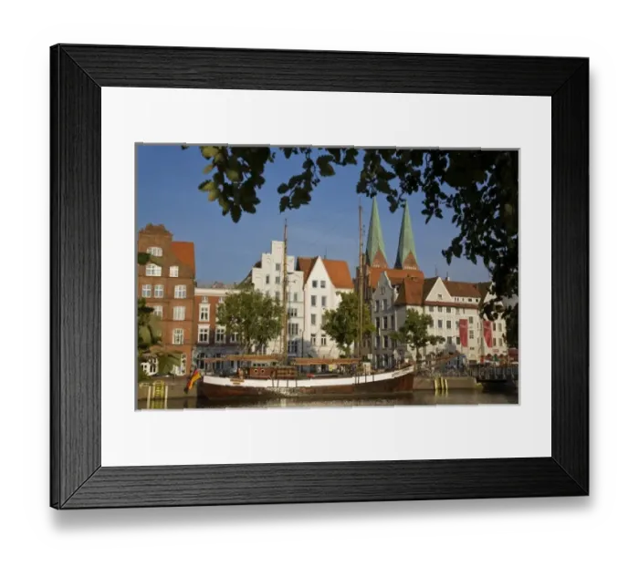 Framed Print : Trave River, harbor, Lubeck, Schleswig-Holstein, Germany