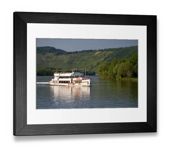 Framed Print : Tour boat on the Mosel River in northwest Germany Framed Print : Tour boat on the Mosel River in northwest Germany