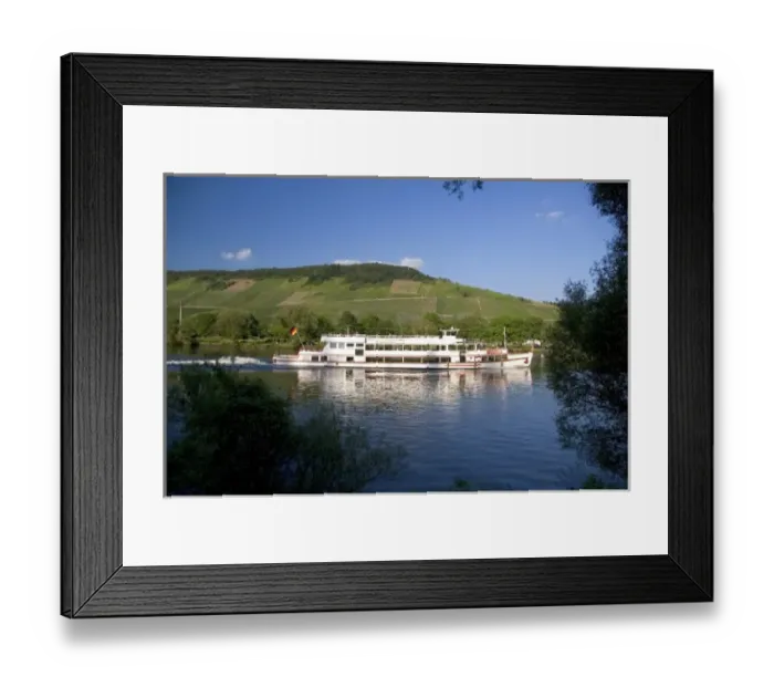 Framed Print : Tour boat on the Mosel River in northwest Germany