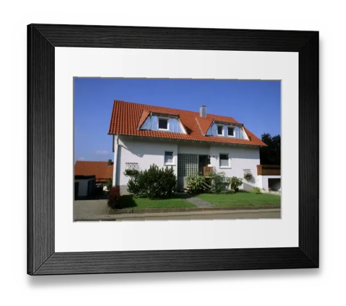 Framed Print : Tile roofed house in Groul, Southern Germany