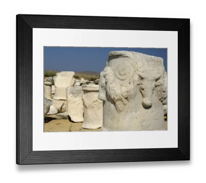 Framed Print : Europe, Greece, Cyclades, Delos. Ruins along the Sacred Way