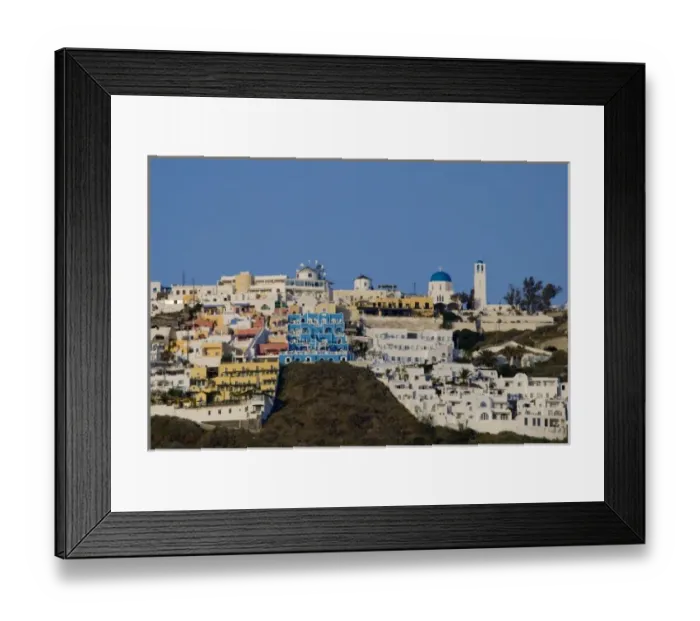 Framed Print : Greece, Cyclades, Island of Santorini (aka Thira). Capital city of Fira located a