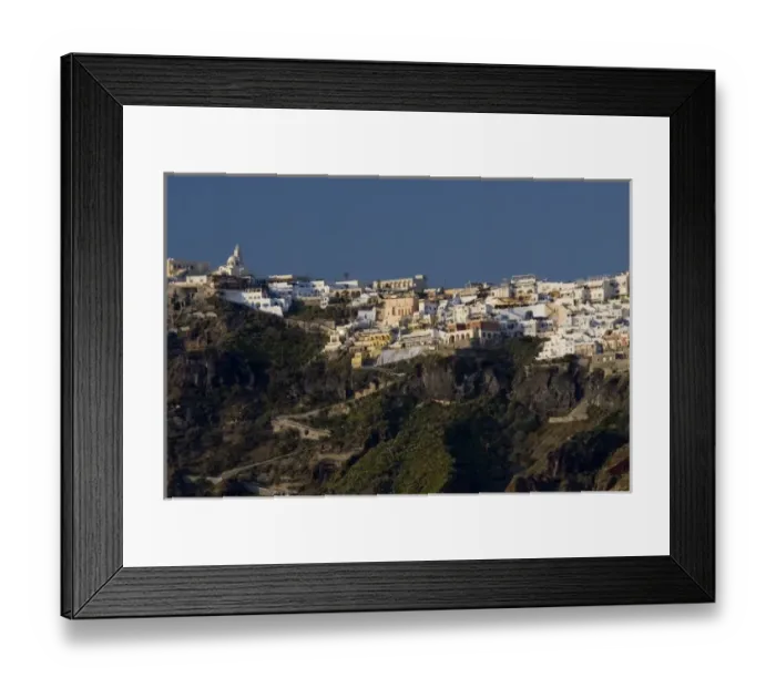 Framed Print : Greece, Cyclades, Island of Santorini (aka Thira). Zig-zag road to the capital city