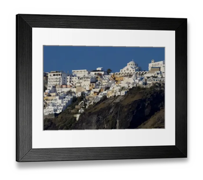 Framed Print : Greece, Cyclades, Island of Santorini (aka Thira). Capital city of Fira located a Framed Print : Greece, Cyclades, Island of Santorini (aka Thira). Capital city of Fira located a