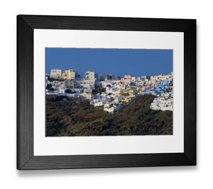 Framed Print : Greece, Cyclades, Island of Santorini (aka Thira). Capital city of Fira located a