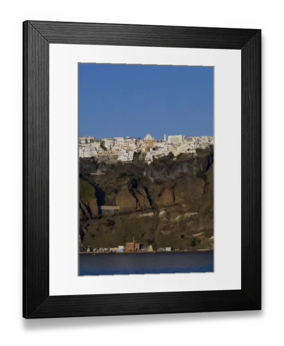 Framed Print : Greece, Cyclades, Island of Santorini (aka Thira). Capital city of Fira located a