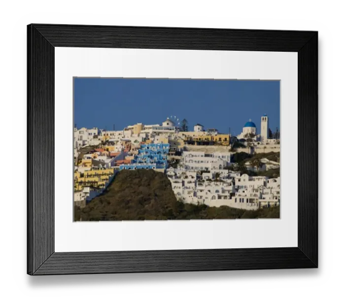 Framed Print : Greece, Cyclades, Island of Santorini (aka Thira). Capital city of Fira located a