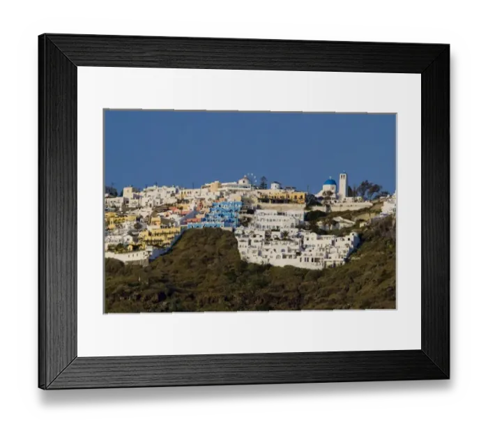 Framed Print : Greece, Cyclades, Island of Santorini (aka Thira). Capital city of Fira located a