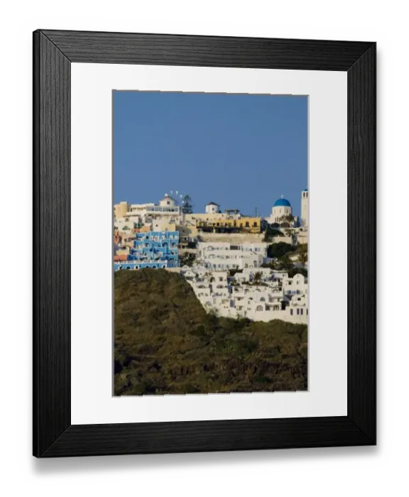Framed Print : Greece, Cyclades, Island of Santorini (aka Thira). Capital city of Fira located a Framed Print : Greece, Cyclades, Island of Santorini (aka Thira). Capital city of Fira located a