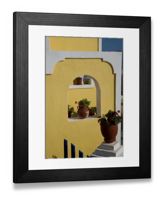 Framed Print : Greece and Greek Island of Santorini from the small town of Imerovigli with the colorful Framed Print : Greece and Greek Island of Santorini from the small town of Imerovigli with the colorful