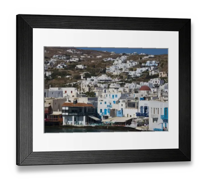 Framed Print : Greece and Greek Island of Mykonos and the harbor town of Hora