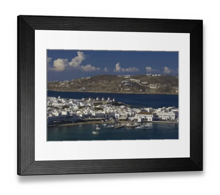 Framed Print : Greece and Greek Island of Mykonos and the harbor town of Hora Framed Print : Greece and Greek Island of Mykonos and the harbor town of Hora