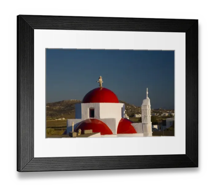 Framed Print : Greece and Greek Island of Mykonos and one of many chapels thoughout the entire island