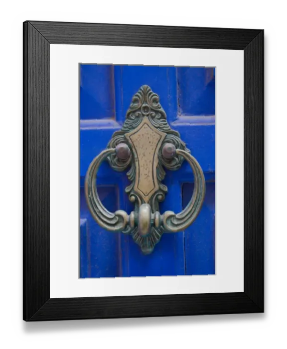 Framed Print : Greek Island of Crete and old town of Chania old blue doorway with metal knocker Framed Print : Greek Island of Crete and old town of Chania old blue doorway with metal knocker