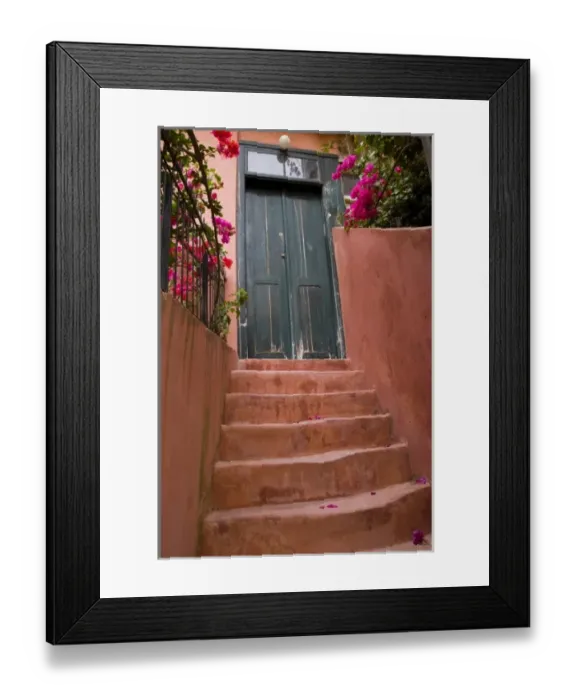 Framed Print : Greek Island of Crete and old town of Chania Colorful stairways up to a bluish doorway Framed Print : Greek Island of Crete and old town of Chania Colorful stairways up to a bluish doorway