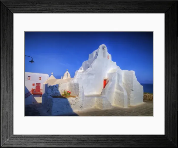 Framed Print : Greece, Mykonos, Horia with oldest church, Panaghia Paraportiani