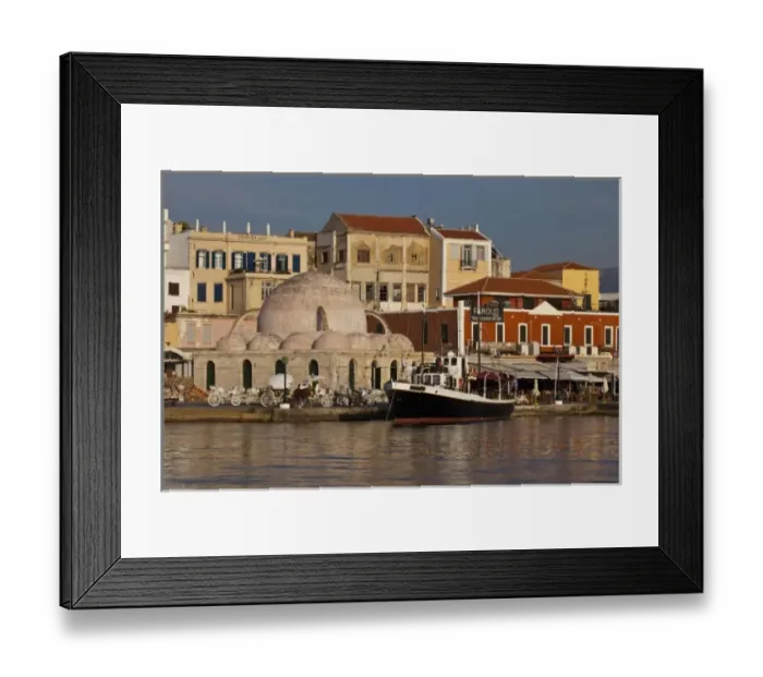Framed Print : Greece, Crete, Chania, old harbor and its tourist activity Framed Print : Greece, Crete, Chania, old harbor and its tourist activity