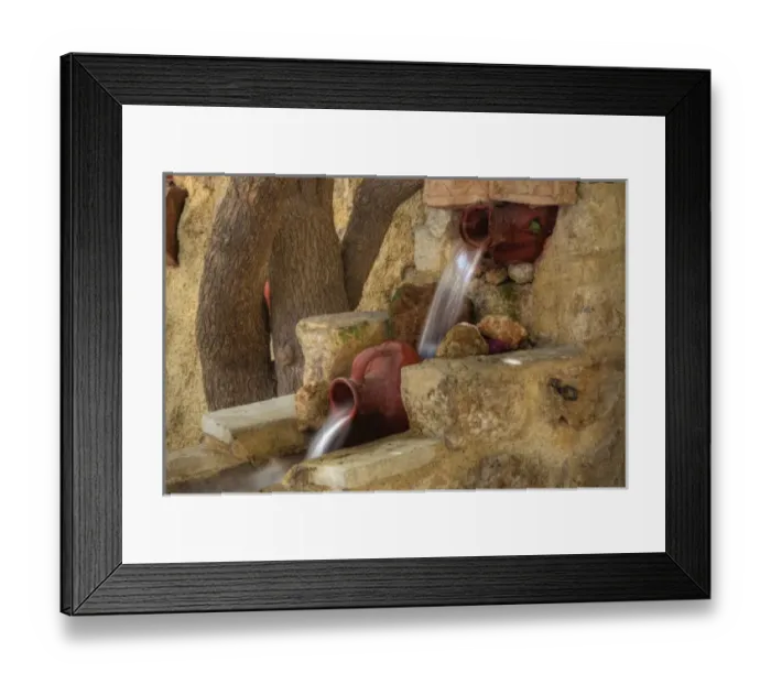 Framed Print : Greece, Crete, Chania, old town with clay pot fountain