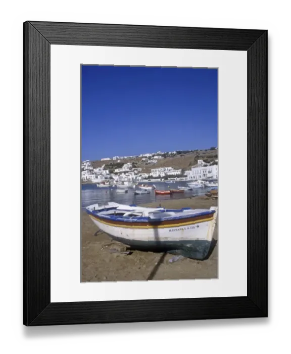 Framed Print : Greece, Mykonos. Fishing boats in the harbor Framed Print : Greece, Mykonos. Fishing boats in the harbor