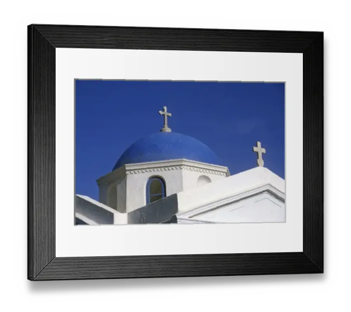 Framed Print : Greece, Mykonos. Blue domed church Framed Print : Greece, Mykonos. Blue domed church