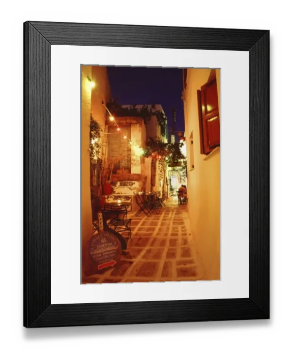 Framed Print : Ios, Greece. A beautiful restaurant setting on the Greek isle Framed Print : Ios, Greece. A beautiful restaurant setting on the Greek isle